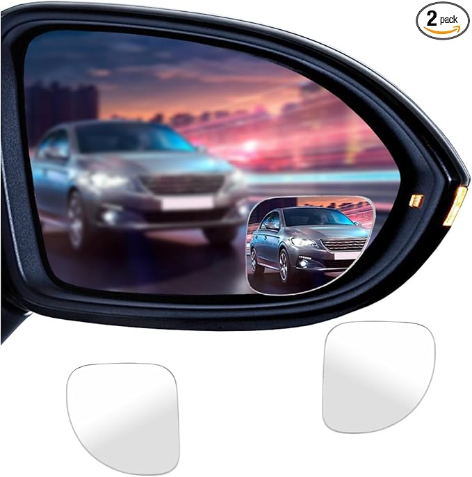 2PCS Blind Spot Car Mirror, HD Glass Rotate Adjustable Car Side Mirror, Fan Shaped Frameless Wide-angle Blind Spot Mirror, Universal Convex Rear View Mirror for Car, SUV, Truck (Fan shape)