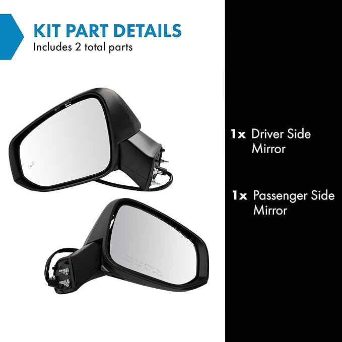 Driver & Passenger Side Power Heated Mirror Set Paint to Match with Puddle Light Compatible with 2019-2021 Toyota RAV4 TO1320385 TO1320389