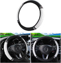 Bling Car Steering Wheel Cover, 15 Inch Rhinestones Soft Leather Elastic Steering Wheel Protector, Sparkly Crystal Diamond for Women Girls (White)