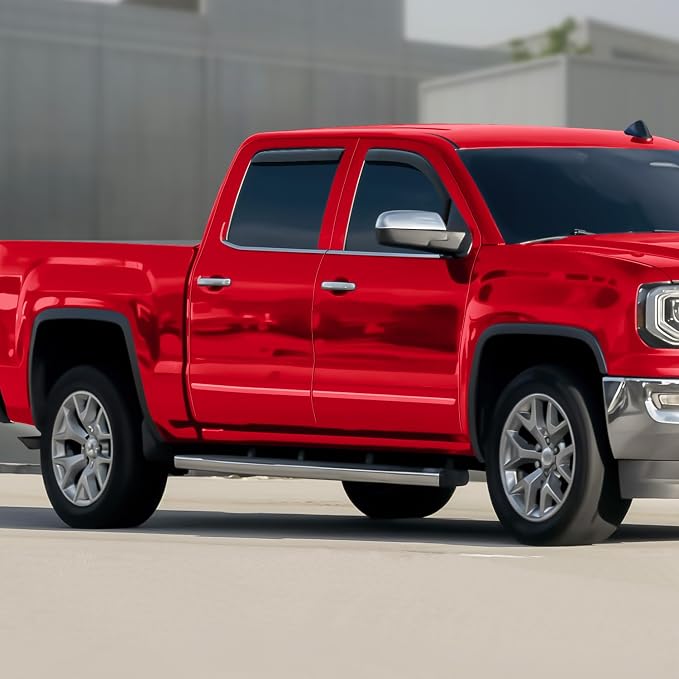 Voron Glass in-Channel Extra Durable Rain Guards for Trucks GMC Sierra 2014-2018 Crew Cab, Window Deflectors, Vent Window Visors, 4 Pieces - 200446