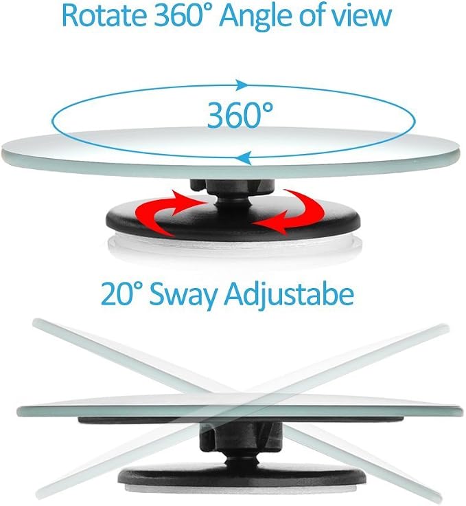 Frameless Wide Angle Mirror - Adjustable Round HD Glass Convex Rear View Mirror - 360 Rotate for Car, SUV & Trucks - Stick On Design - 2 Pack