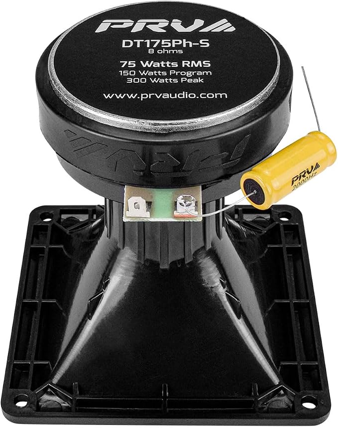 WG175Ph 1" Exit Compression Driver, 150 Watts Program Power, High Frequency, 108dB Tweeter Driver + Horn Combo - Horn Driver Car Audio