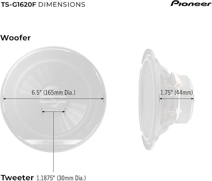 G-Series TS-G1620F 6.5” 2-Way Speakers (Pair) – 300W Max, Balanced Sound + Smooth Treble, Great Stock Replacement, High-Efficiency Speaker Designed for OEM Power