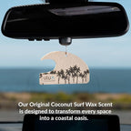 Hanging Car Air Freshener | Tropical Beach Coconut Surf Wax Scent Mini Wave | Long Lasting Car Freshener, Closet and Beyond | Made In USA | 3 Pack (Black Palms)