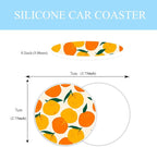 Orange Steering Wheel Cover Anti-Slip and Practical 14.5-15 Inch Universal Car Steering Wheel Cover with 2 Pieces Car Coasters Suitable for Men Women
