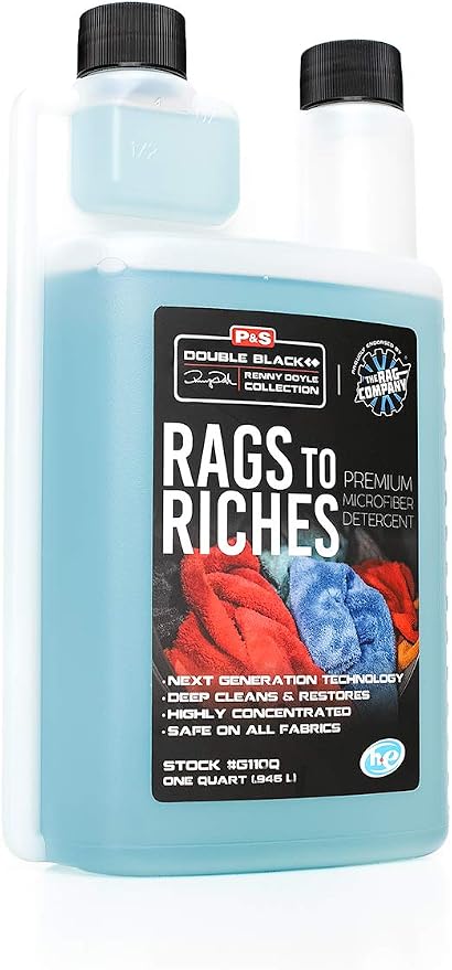 P&S Professional Detail Products - Rags to Riches - Premium Microfiber Detergent, Deep Cleans and Restores, Safe on All Fabrics, Highly Concentrated, Next Generation Cleaning Technology