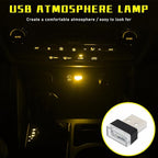 4 PCS USB LED Car Interior Atmosphere Lamp, Plug-in USB Decor Night Light, Portable Auto Ambient Lighting Kit, Universal Vehicle Interior Accessories for Most Cars (Yellow)