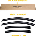 Rain Guards for 2004-2008 Nissan Maxima, Out-Channel Window Visor Shields Vent Deflector Shade Wind Dark Smoke 2005 2006 2007 04 05 06 07 08, Tape-On Outside-Mount, 4PCS