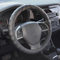 SW-899-LK Black Leather Car Steering Wheel Cover Large Size 15.5 to 16 inch, Easy Installation