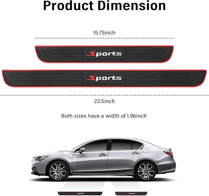 4PCS Car Door Sill Protector,Anti-Scratch & Waterproof Car Door Sills Scratch Protection,Universal Car Exterior Accessories Automotive Door Entry Guard for Car,Truck,SUV (Sport, Width 1.96'')
