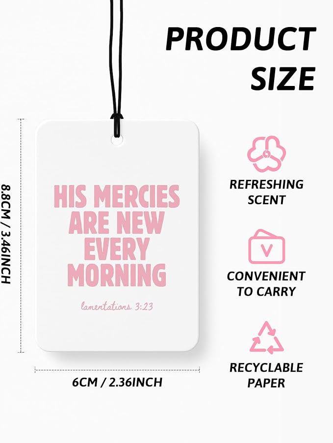 Pink Christian Car Air Freshener 8 Pcs, Coquette Pink Bow Floral Religious Hanging Air Freshener for Dorm Bedroom Apartment, Girly Christian Car Accessories Mirror Decor for Women Teen Girls