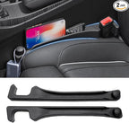 Car Seat Gap Filler 2 Pack with 180° Flip Design - Premium TPE Seat Console Organizer with Storage Box - Universal Fit for Car SUV Truck - Anti-Drop Crevice Blocker (Black)