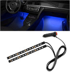 Wevdn Car Interior LED Strip Light, 12V 24 LED Neon Ambient Night Light with Cigarette Lighter Plug, Automotive Atmosphere Decorative Under Dash Lighting Kit, Car Accessories (Blue)