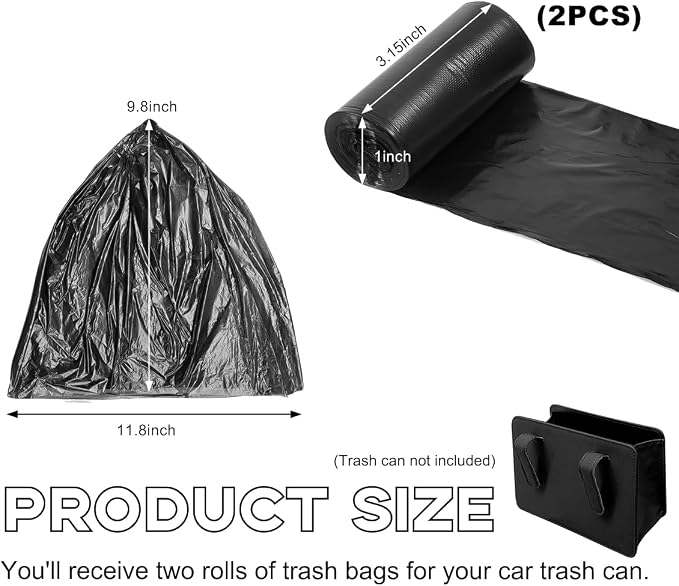 Yourkar Foldable Waterproof Leather Car Garbage Organizer Holder, Automotive Mini Dustbin Container with One Roll Trash Bag, Universal Interior Car Accessories (Trash Bag)