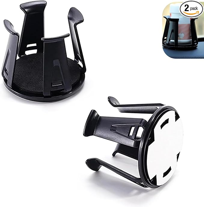 2PCS Car Cup Holder Insert, Auto Cup Holder Expander with Adaptive Clamping Arm, Self-Adhesive Adjustable Vehicle Cup Holders, Universal Expanding Drink Holders Adapter for Sedan, Truck, SUV