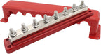 600A Bus Bar Heavy Duty Power Distribution Block 48V DC Busbar Box with 8 x M10(3/8") Terminal Studs for Battery Marine Automotive RV Car Truck (Red)