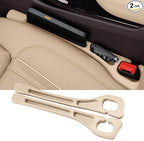 Car Seat Gap Filler Organizer Universal Fit Car SUV Truck Console Side Plug Strip Stopping Phone Key from Falling, Pack of 2 (Beige)