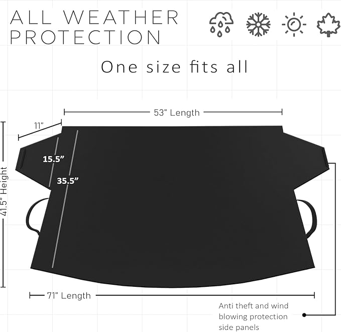 Windshield Snow Cover Ice Removal Wiper Visor Protector All Weather Winter Summer Auto Sun Shade for Cars Trucks Vans and SUVs Stop Scraping with a Brush or Shovel