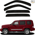 4pcs Front+Rear Smoke Tint Sun/Rain Guard Outside Mount Tape-On Vent Window Visors Compatible with 08-13 Liberty KK