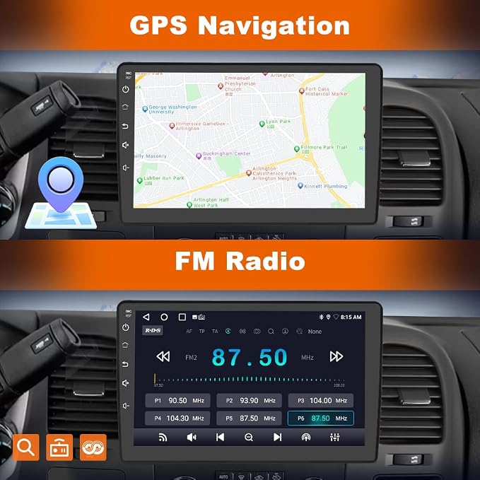 Car Radio Stereo for Chevy Chevrolet Silverado 2007 2008 2009 2010 2011 2012 2013 GMC Sierra Yukon with 5GHz WiFi CarPlay Android Auto Bluetooth Backup Camera【4Core 64GB ROM 】