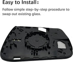 Left Driver Side Heated Convex Mirror Glass Replacement For 2019 2020 2021 Dodge Ram 1500 - Power Heated, with Backing Plate, Replace 68402036AA 68402037AA