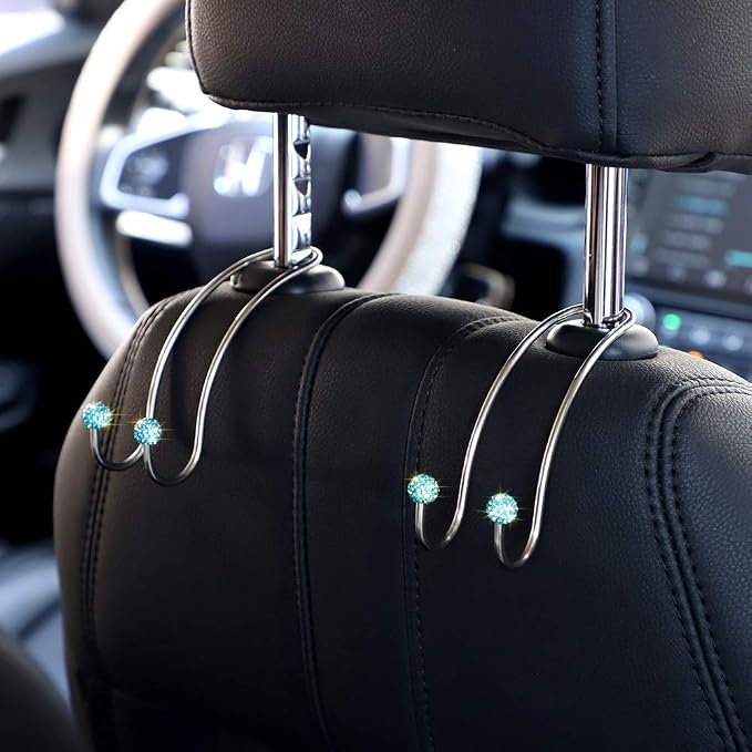 Auto Hooks Bling Car Hangers Organizer Seat Headrest Hooks Strong and Durable Backseat Hanger Storage Universal for SUV Truck Vehicle 2 Pack (Sky Blue)