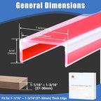 Clear Rubber Edge Trim, Self-Adhesive Transparent Edge Trim, 1-1/8"(28mm) Edge Protector for Plywood, Cabniets or Drawers, Flexible Silicone Rubber Material, Wide U Channel Edge Guards