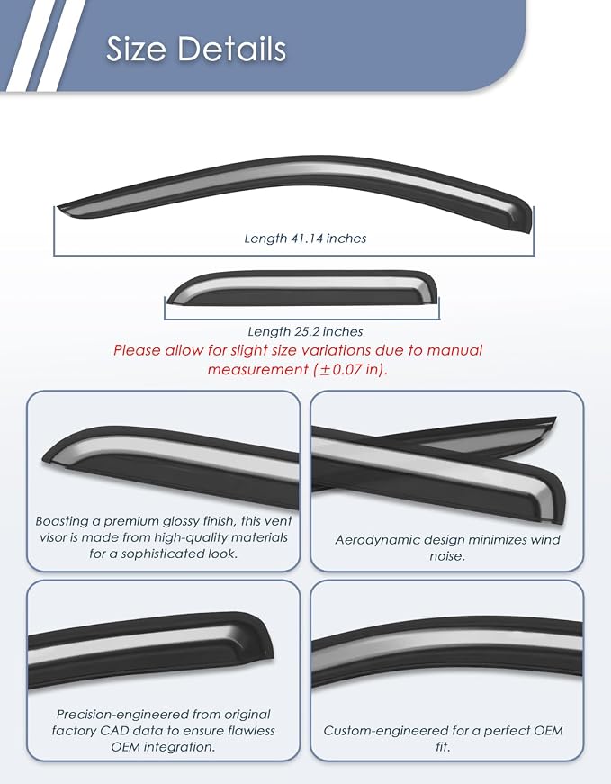 Extra-Thick Window Rain Guard for Dodge Ram 1500 2002-2008 Quad Cab&2500/3500 2003-2009 Extended Cab Rain Guards Side Window Visors Truck Vent Visor Window Deflectors Vent Shades