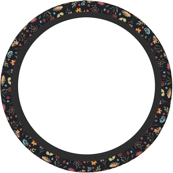 Watercolor Cute Floral Elastic Steering Wheel Cover Non-Slip Breathable Steering Wheel Protector Fit Auto, SUVs, Truck