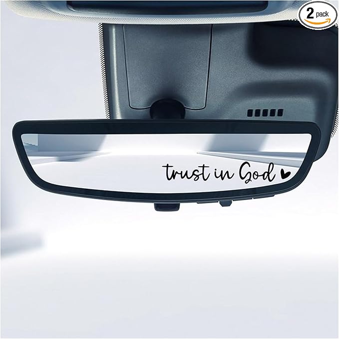 2PCS Trust in God Rearview Mirror Decals, Automotive Vinyl Rear View Mirror Decorative Stickers, Waterproof Trust in God Stickers for Car Truck Laptop, Car Accessories (Black)