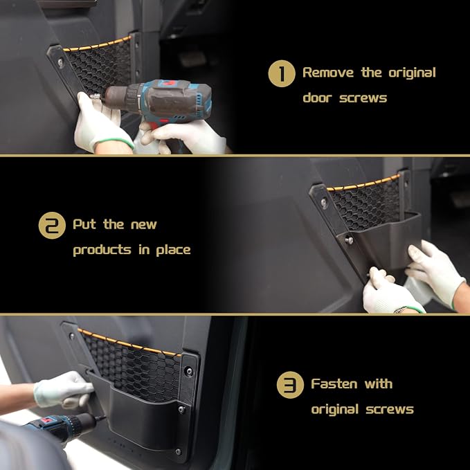 Front Door Storage Pockets Front Door Side Organizer Box Ford Bronco Storage Expansion Interior Accessories, Door Cup Holder, Compatible for Ford Bronco 2021-2025 2/4 doors，2 PCS