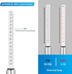 Dual Head Tire Pressure Gauge Heavy Duty Truck Air Chuck Range 10-150PSI 1-10Bar Tire Pressure Checker Straight-On Tire Air Gauge Extended Tube for Semi Truck, RV, Car, Motorcycle