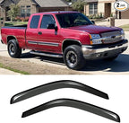 92956 Side Window Visors Wind Deflector for 99-07 Chevry Silverado 1500, 99-06 Silverado/Sierra 2500&3500, 2007 Classic with Standard Cab/Extended Cab, 2pcs Outside Smoke Rain Guards Set