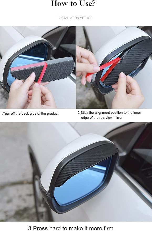 Pincuttee Mirror Rain Visor Eyebrow, Side Mirror Rain Guards, Covers for Car Uniservial Fit 2 Pack