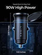 90W USB C Car Charger USB C Fast Charge, 45W PD&QC 3.0 Fast Car Charger for iPhone 17 Pro Max 16 15 Pro, Cigarette Lighter USB Charger Adapter for Samsung S26 S25, Android [Metal&Mini] Sockets