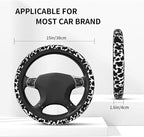Cow Print Steering Wheel Cover - 15 Inch, Anti-Slip, Breathable Universal Car Steering Wheel Protector - Auto Accessory for Women & Men
