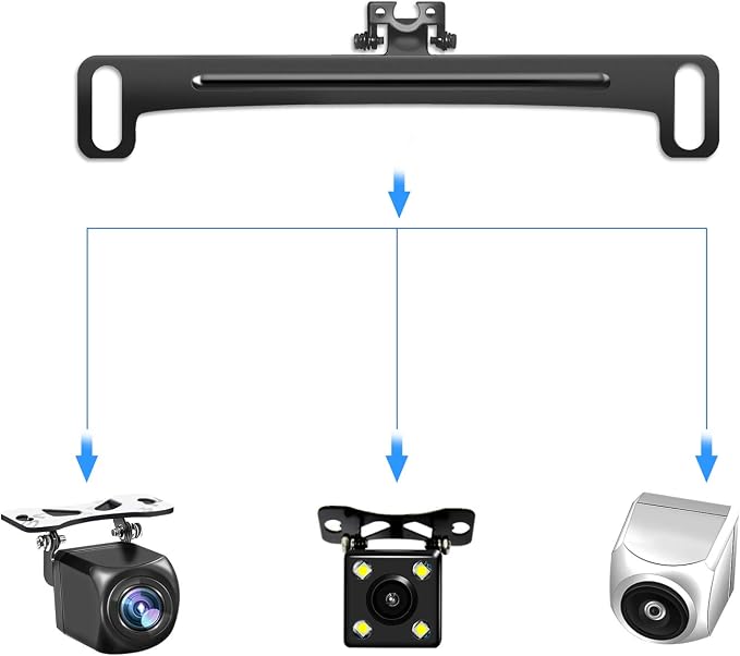 Universal Car Rear View Camera License Plate Bracket, Upgraded Full Stainless Steel Backup Camera Mount, Dash Cam Mirror Accessory, Only Installation Holder