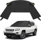 Windshield Window Snow Cover with 2 Hooks and 2 Mirror Covers Ice and Snow Front Window Sunshade Cover Fit for SUVs, Trucks, Cars (Black-SUVs)