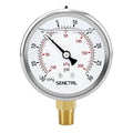 30 inHg to 30 Psi Vacuum Glycerin Liquid Filled Low Pressure Gauge, 2.5" Dial Size, 1/4" NPT Lower Mount, Stainless Steel Case, for Air Conditioning Manifolds, HVAC, Air Pump Vacuum Test