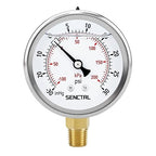 30 inHg to 30 Psi Vacuum Glycerin Liquid Filled Low Pressure Gauge, 2.5" Dial Size, 1/4" NPT Lower Mount, Stainless Steel Case, for Air Conditioning Manifolds, HVAC, Air Pump Vacuum Test