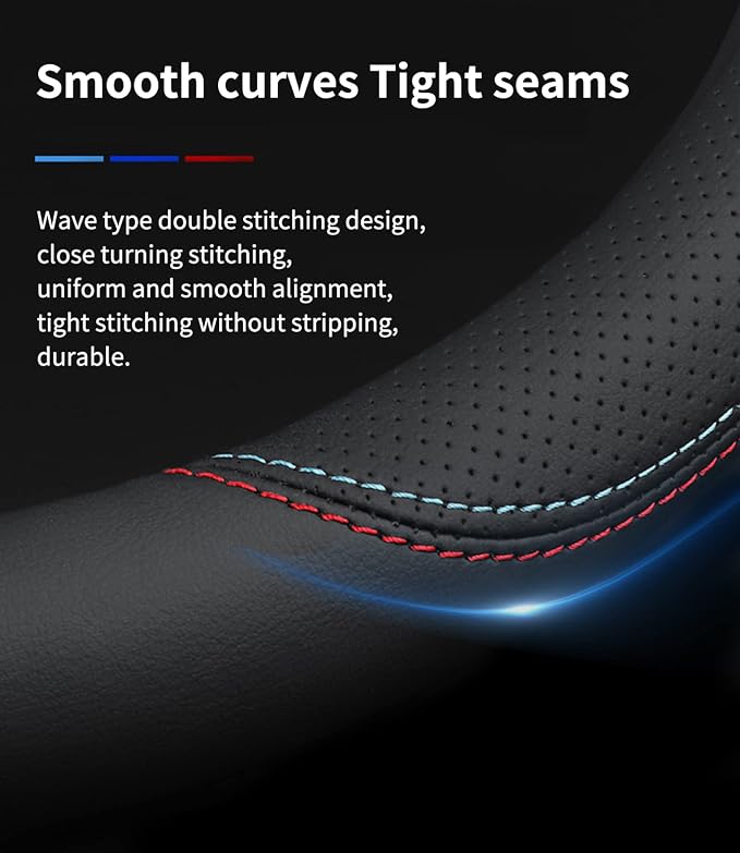 Deer Route Custom-Fit for Toyota Steering Wheel Cover, Premium Leather Car Steering Wheel Cover with Logo, Non-Slip, Breathable, for