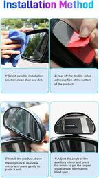 Blind Spot Mirror for Car, Stick-On Blind Side Mirror for Cars, SUVs & Trucks, Adjustable HD Glass Convex Wide-Angle Blindspot Mirrors
