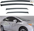 4pcs Window Rain Guard Compatible with 2010-2015 Toyota Prius/Prius Plug-in Smoke Tint Outside Mount Tape On/Clip On Style PVC Sun Rain Guard Vent Window Visors 2011 2012 2013 2014