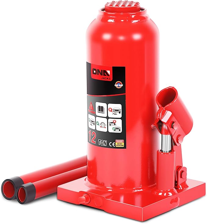 12 tons / 24000 lbs Lifting Automotive Welded Hydraulic Bottle Jack for Repair Vehicle, Pickup, Truck, w/Manual Handle, Red,TOOLS-00360