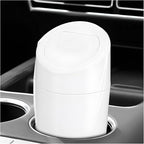 Car Trash Can Bin with Lid, Leakproof Portable Garbage Trash Bin Mini Cup Holder Organizer, Automotive Interior Dustbin Multipurpose Storage Container for Car Home Office (White)