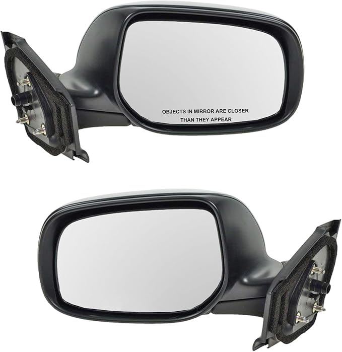2 Piece Driver and Passenger Side Mirror Assembly Set Manual Adjustment Non-Heated No Memory Black Compatible with 2007-2011 Toyota Yaris Hatchback TO1320233 TO1321233