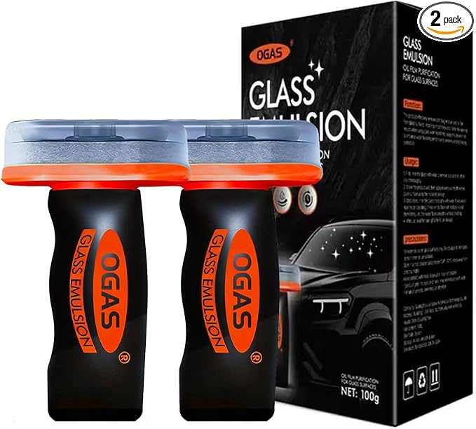Car Windshield Cleaner & Glass Oil Film Remover, 2Pcs | Removes Oil, Grease & Fog, wiper residue, Anti-Fog Glass Emulsion Cleaner for Clear Driving Visibility,100ml
