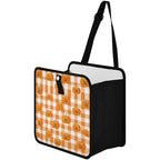 Car Trash Can Organizer Bin with Adjustable Strap for Back Front Seat Console Waterproof Leakproof Collapsible Portable 8.66 Inch Halloween Orange Plaid Pumpkin Heads