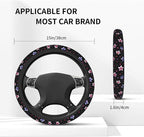 Flower Steering Wheel Cover Car Accessories Cute for Women Girls Universal 15 Inch Neoprene Auto Interior Decor Anti Slip Automotive Trucks Protector