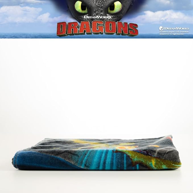 How to Train Your Dragon Toothless Kids Super Soft Cotton Bath/Pool/Beach Towel, 58 in x 28 in, (Offically Licensed Product) by